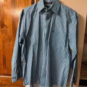 Wrangler Men's Blue Geometric Button Down Shirt